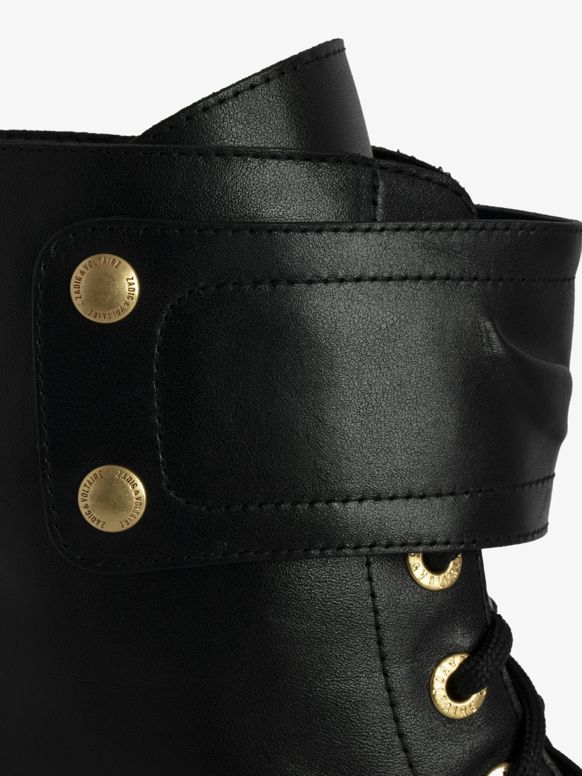 Joe Boots - Ranger boots with a strap adorned with embossed leather wings.